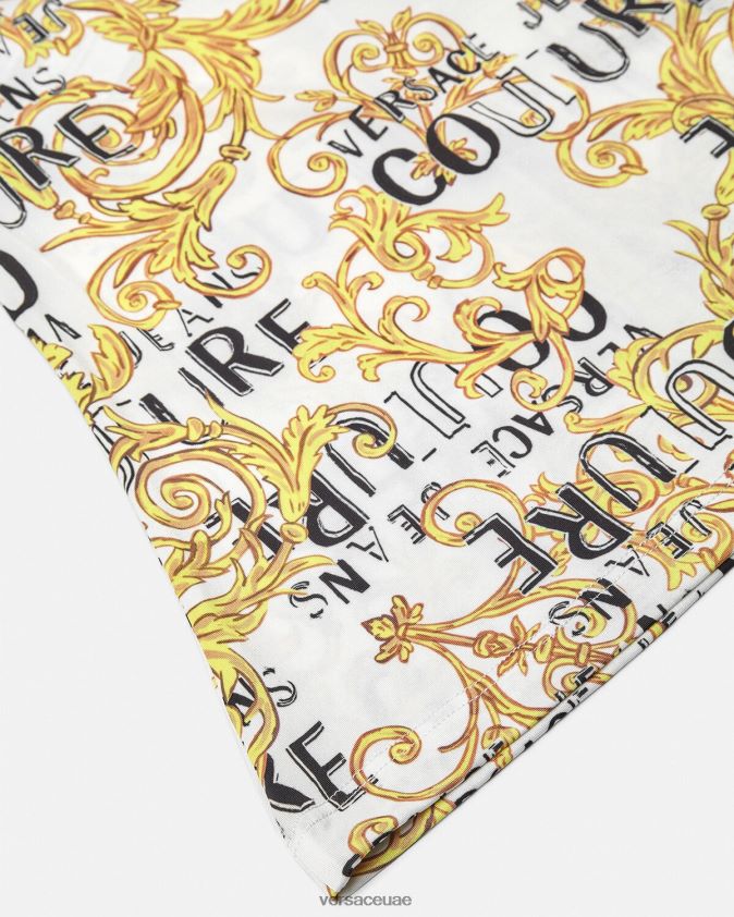 نحيف بلوزة بكتف واحد وشعار الماركة Versace الذهب والأبيض 0FVD2J2205 ملابس