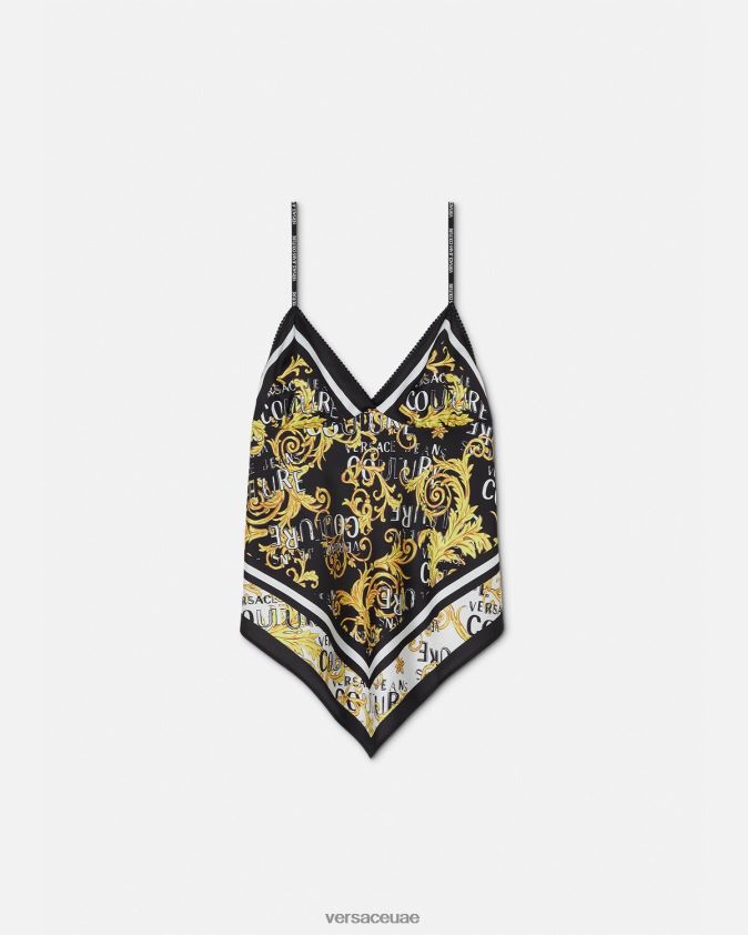 نحيف شعار الأزياء الراقية الفولار أعلى Versace الذهب الأسود 0FVD2J2206 ملابس