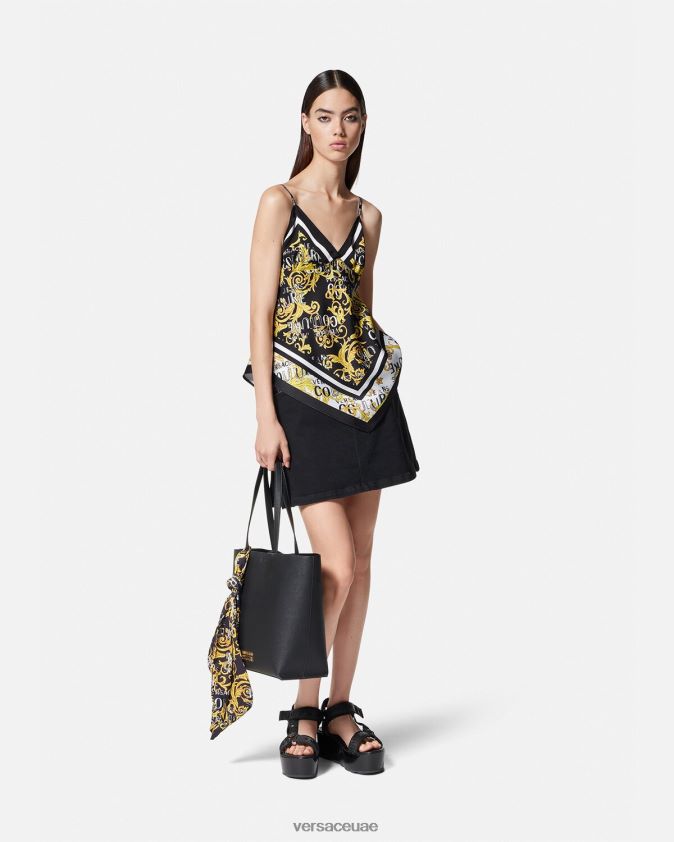 نحيف شعار الأزياء الراقية الفولار أعلى Versace الذهب الأسود 0FVD2J2206 ملابس