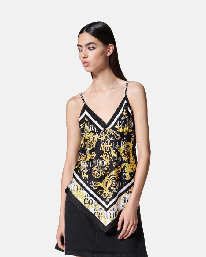 نحيف شعار الأزياء الراقية الفولار أعلى Versace الذهب الأسود 0FVD2J2206 ملابس