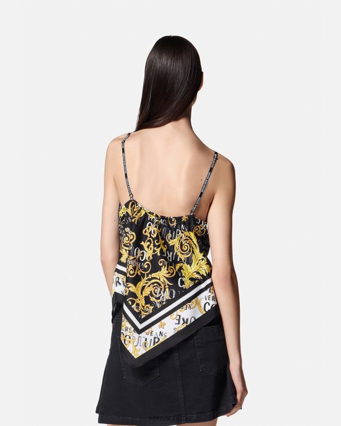 نحيف شعار الأزياء الراقية الفولار أعلى Versace الذهب الأسود 0FVD2J2206 ملابس