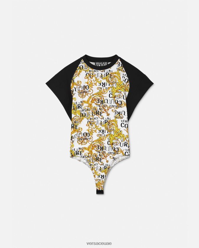 نحيف تيشيرت بشعار الماركة Versace الذهب والأبيض 0FVD2J2207 ملابس