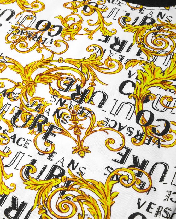 نحيف تيشيرت بشعار الماركة Versace الذهب والأبيض 0FVD2J2207 ملابس