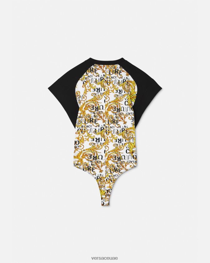 نحيف تيشيرت بشعار الماركة Versace الذهب والأبيض 0FVD2J2207 ملابس