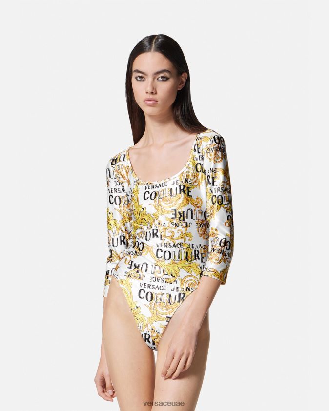 نحيف بدلة رياضية بشعار الماركة Versace الذهب والأبيض 0FVD2J2210 ملابس