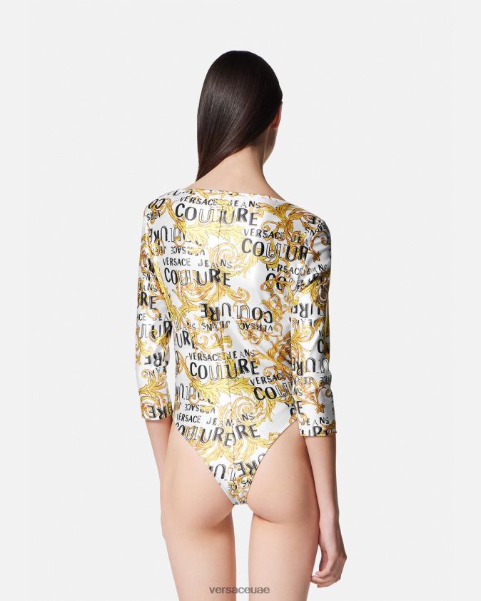 نحيف بدلة رياضية بشعار الماركة Versace الذهب والأبيض 0FVD2J2210 ملابس