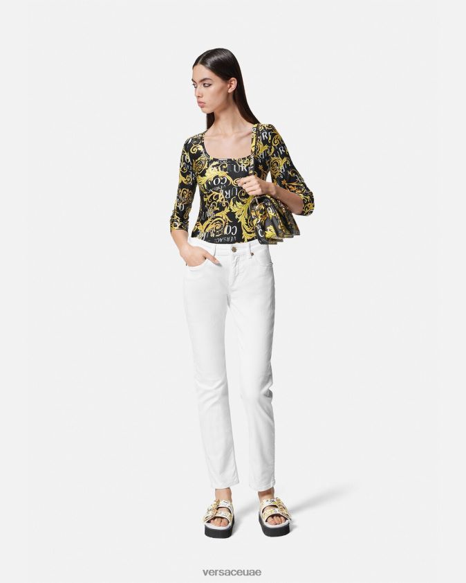 نحيف بدلة رياضية بشعار الماركة Versace الذهب الأسود 0FVD2J2211 ملابس