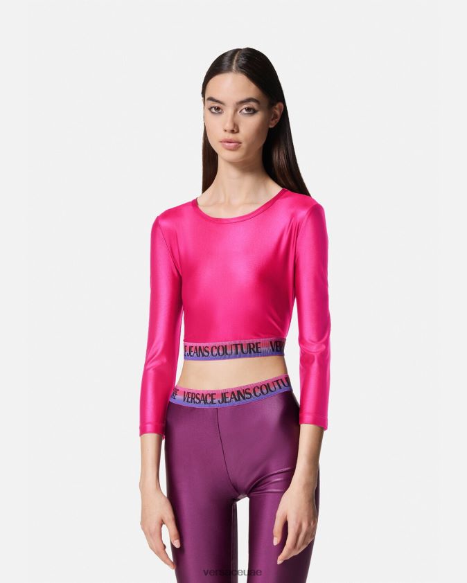 نحيف بلوزة قصيرة بشعار الماركة Versace ضارب الى الحمرة 0FVD2J2214 ملابس