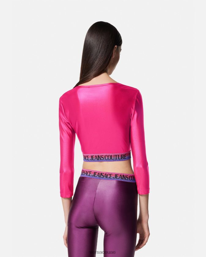 نحيف بلوزة قصيرة بشعار الماركة Versace ضارب الى الحمرة 0FVD2J2214 ملابس