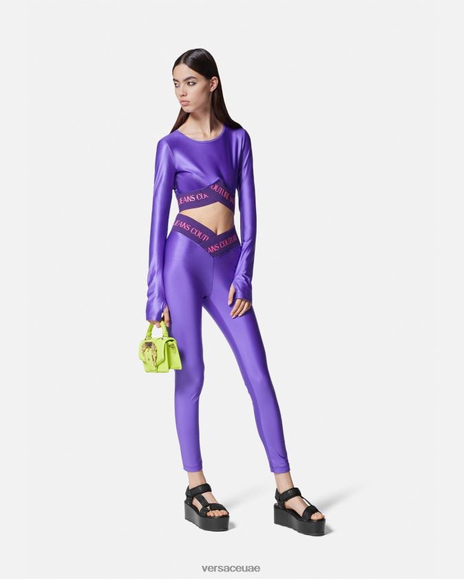 نحيف بلوزة قصيرة بشعار الماركة Versace البنفسجي 0FVD2J2215 ملابس