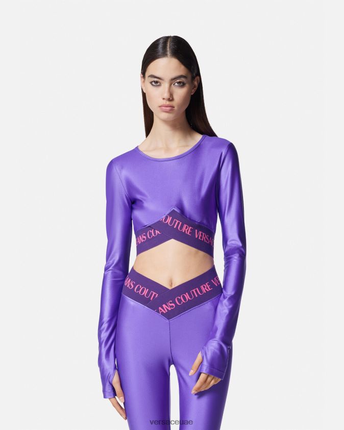 نحيف بلوزة قصيرة بشعار الماركة Versace البنفسجي 0FVD2J2215 ملابس