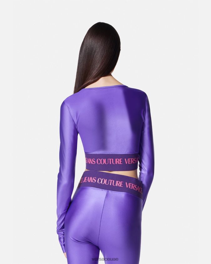 نحيف بلوزة قصيرة بشعار الماركة Versace البنفسجي 0FVD2J2215 ملابس