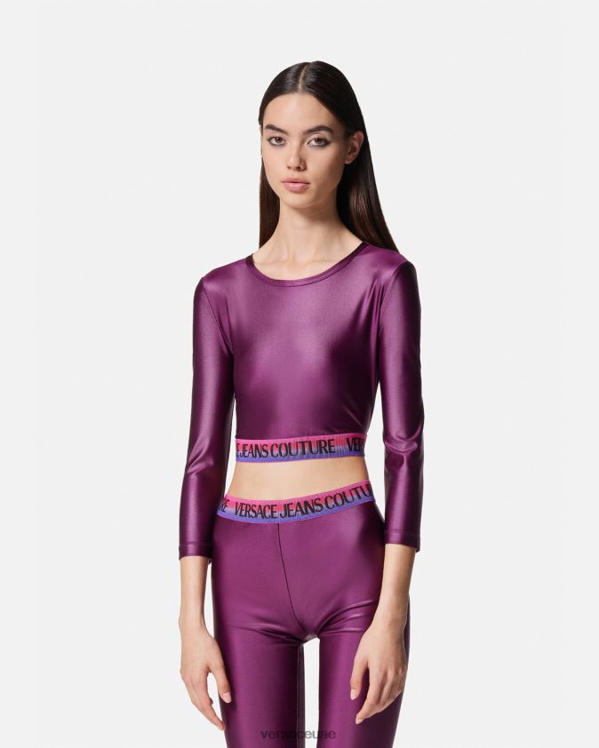 نحيف بلوزة قصيرة بشعار الماركة Versace البنفسجي 0FVD2J2216 ملابس