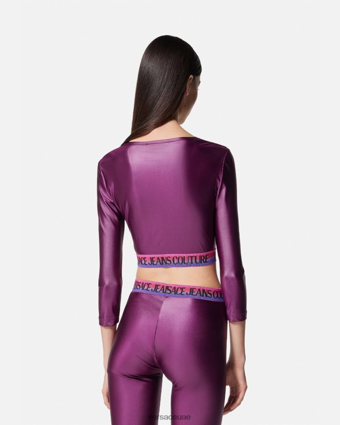نحيف بلوزة قصيرة بشعار الماركة Versace البنفسجي 0FVD2J2216 ملابس