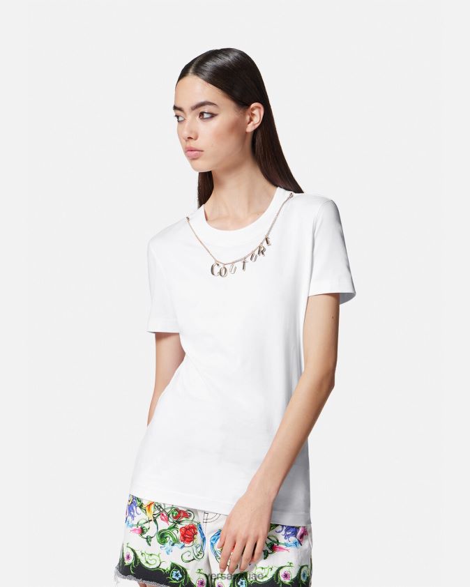 نحيف سحر تي شيرت Versace أبيض 0FVD2J2220 ملابس