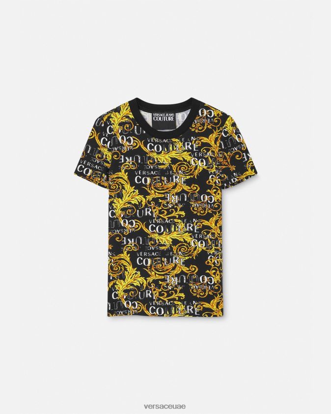 نحيف تيشيرت بشعار الماركة Versace الذهب الأسود 0FVD2J2222 ملابس