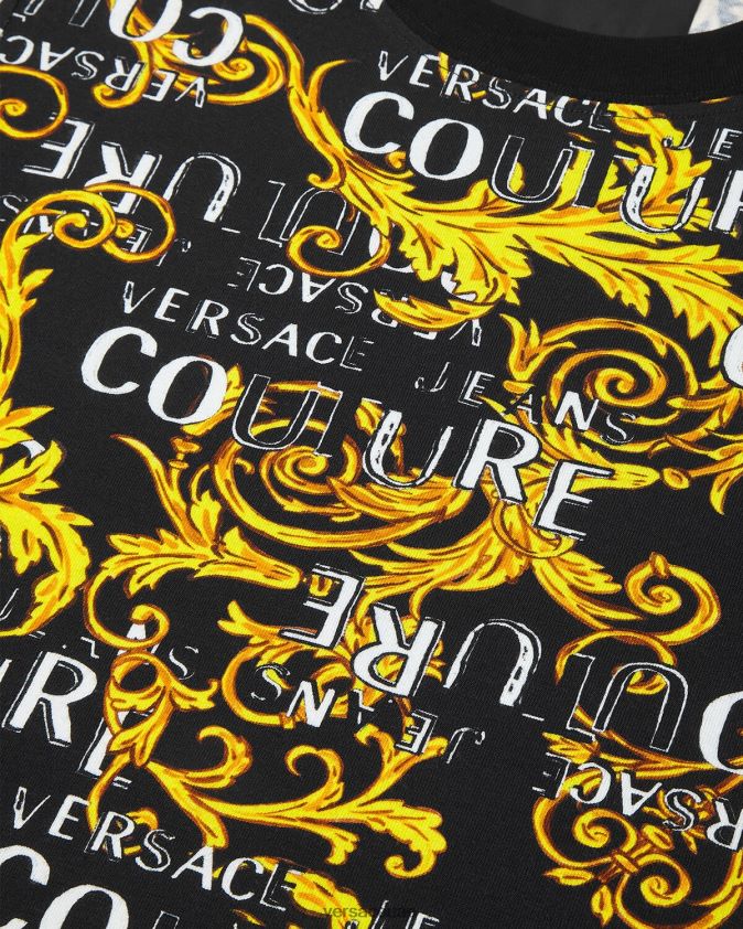نحيف تيشيرت بشعار الماركة Versace الذهب الأسود 0FVD2J2222 ملابس