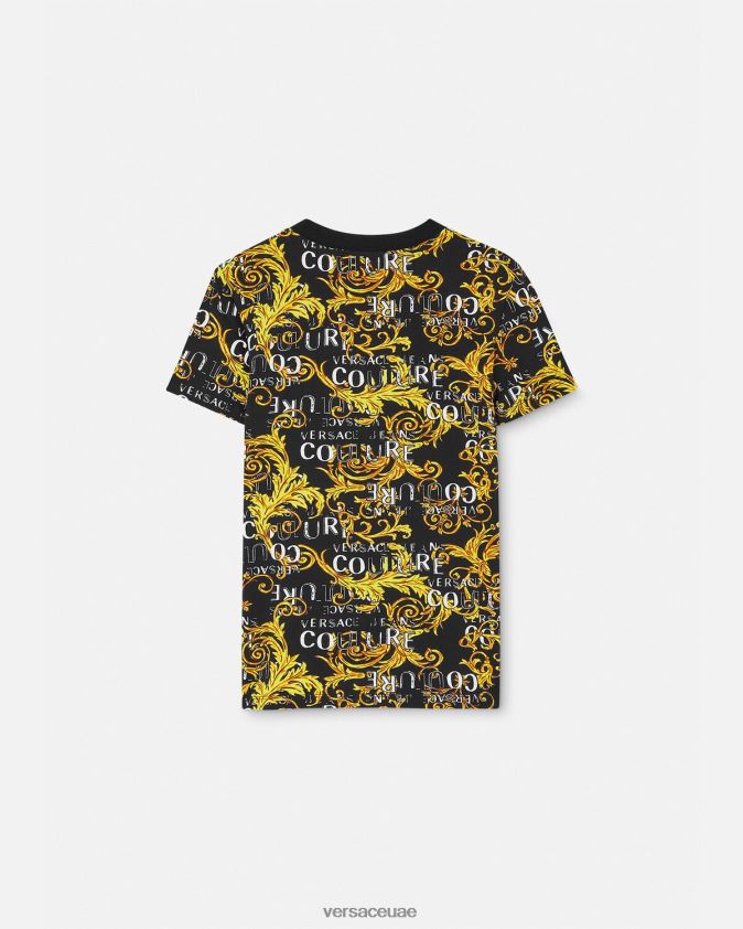 نحيف تيشيرت بشعار الماركة Versace الذهب الأسود 0FVD2J2222 ملابس