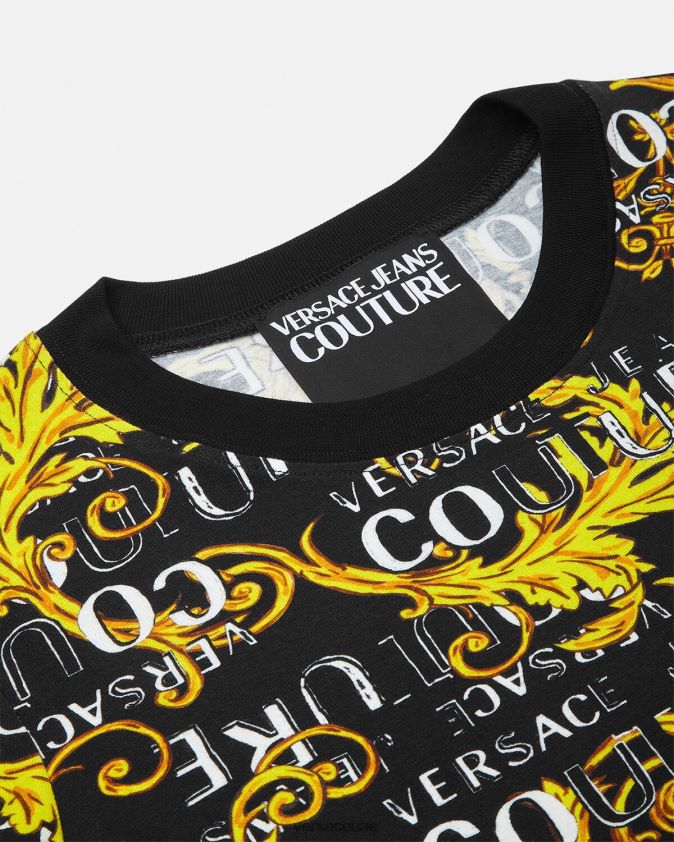 نحيف تيشيرت بشعار الماركة Versace الذهب الأسود 0FVD2J2222 ملابس