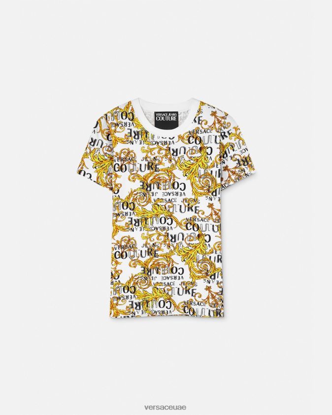 نحيف تيشيرت بشعار الماركة Versace الذهب والأبيض 0FVD2J2223 ملابس