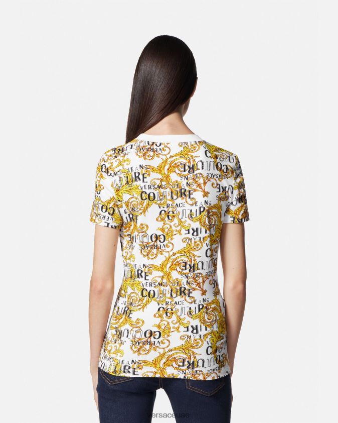 نحيف تيشيرت بشعار الماركة Versace الذهب والأبيض 0FVD2J2223 ملابس