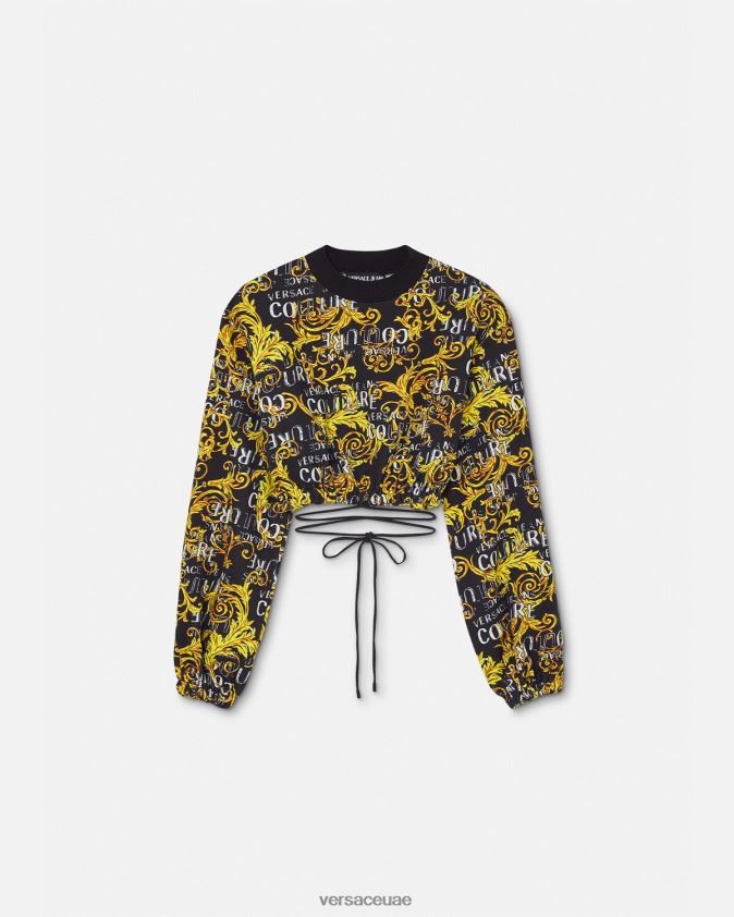 نحيف سويت شيرت بشعار الماركة Versace الذهب الأسود 0FVD2J2224 ملابس