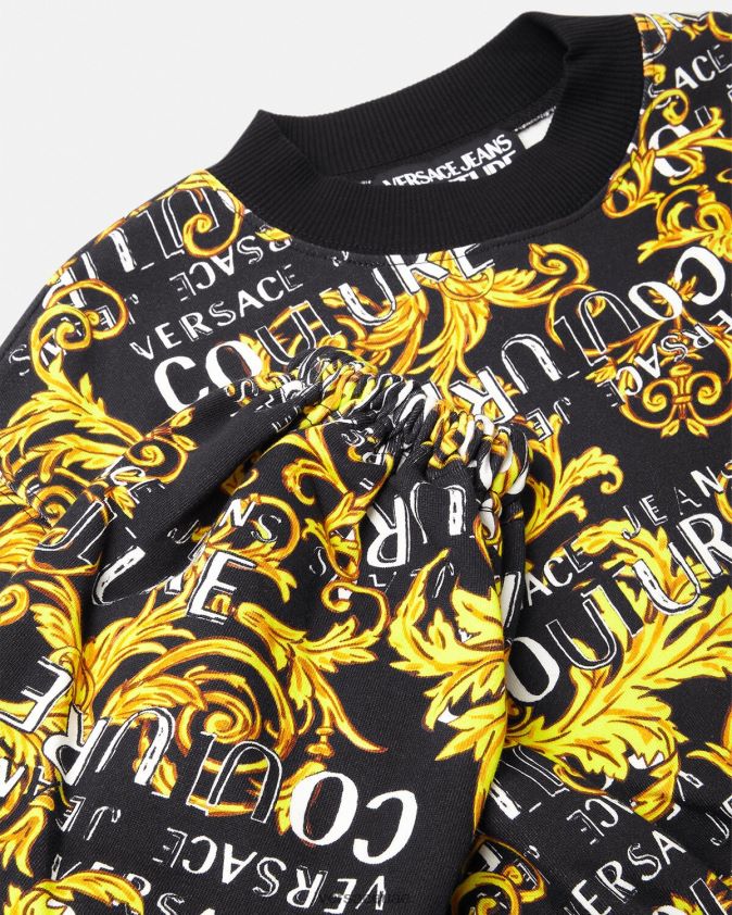 نحيف سويت شيرت بشعار الماركة Versace الذهب الأسود 0FVD2J2224 ملابس