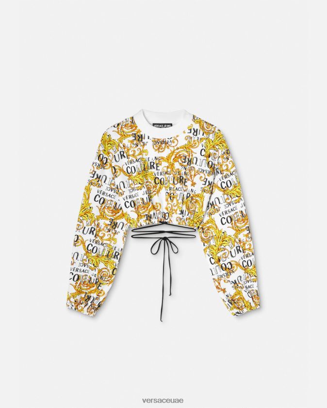 نحيف سويت شيرت بشعار الماركة Versace الذهب والأبيض 0FVD2J2225 ملابس