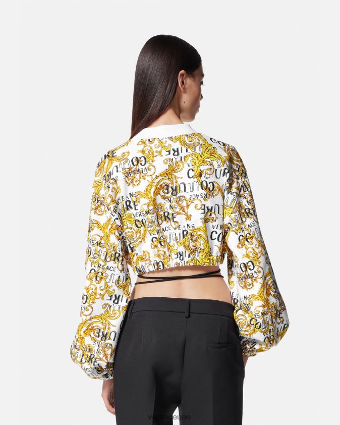 نحيف سويت شيرت بشعار الماركة Versace الذهب والأبيض 0FVD2J2225 ملابس