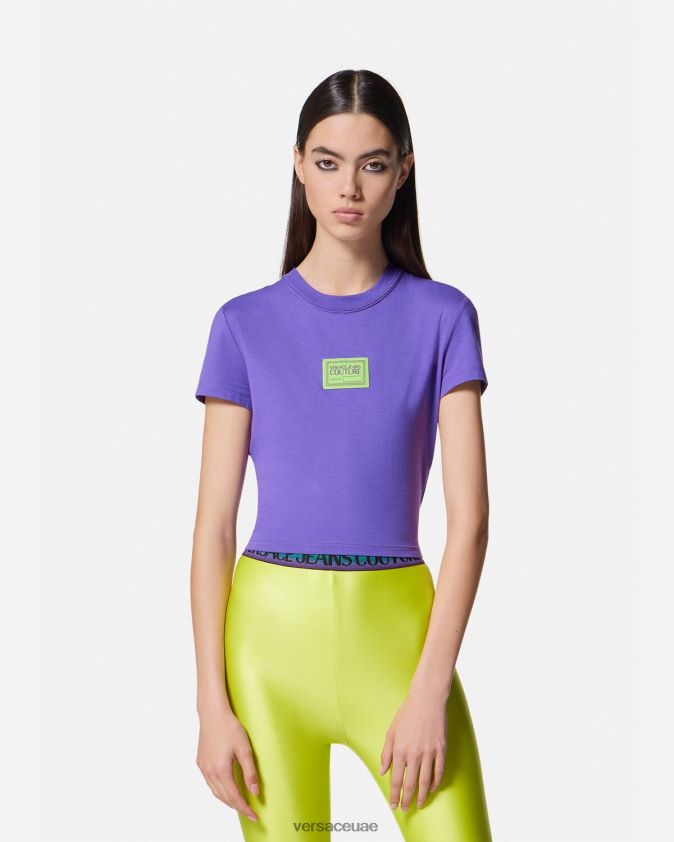 نحيف تي شيرت قصير برقم القطعة Versace البنفسجي 0FVD2J2227 ملابس