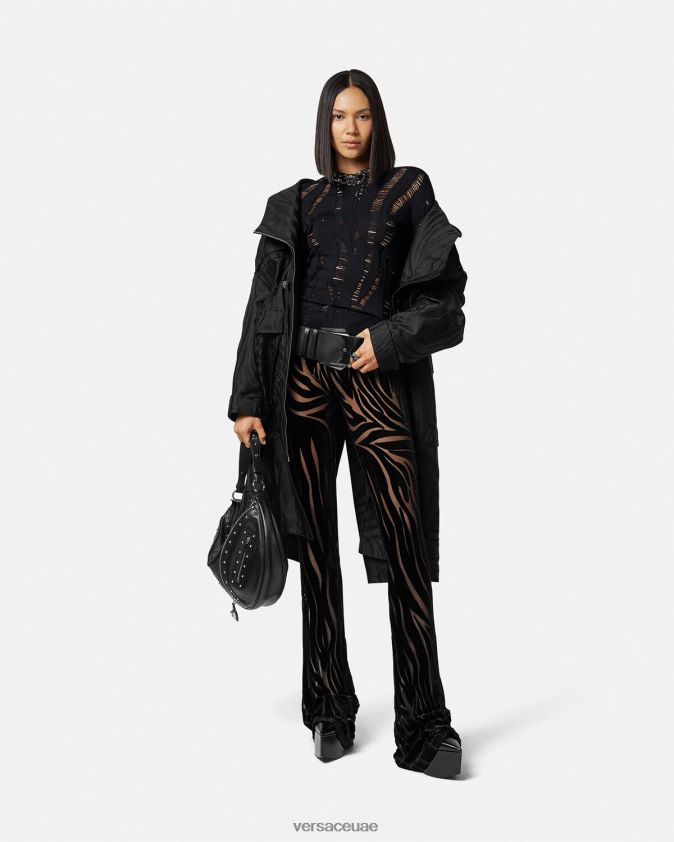 نحيف السراويل المخملية حمار وحشي Versace أسود 0FVD2J222 ملابس