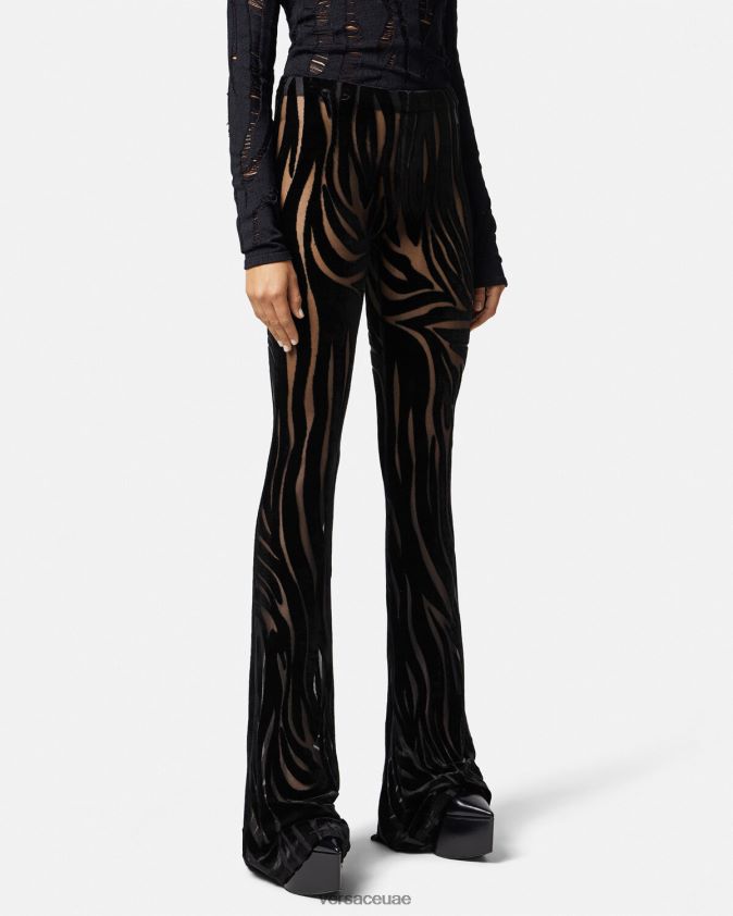 نحيف السراويل المخملية حمار وحشي Versace أسود 0FVD2J222 ملابس