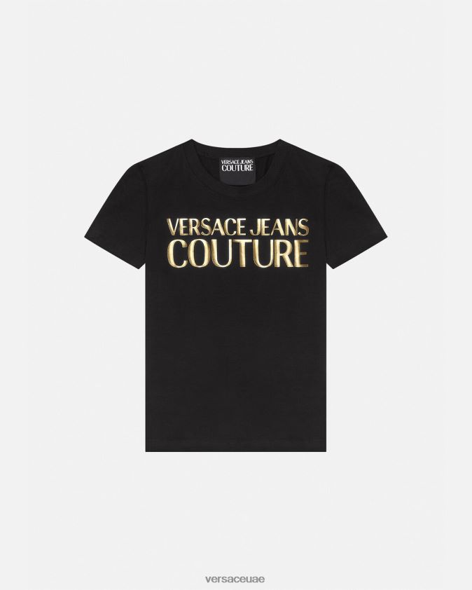 نحيف شعار تي شيرت Versace الذهب الأسود 0FVD2J2233 ملابس