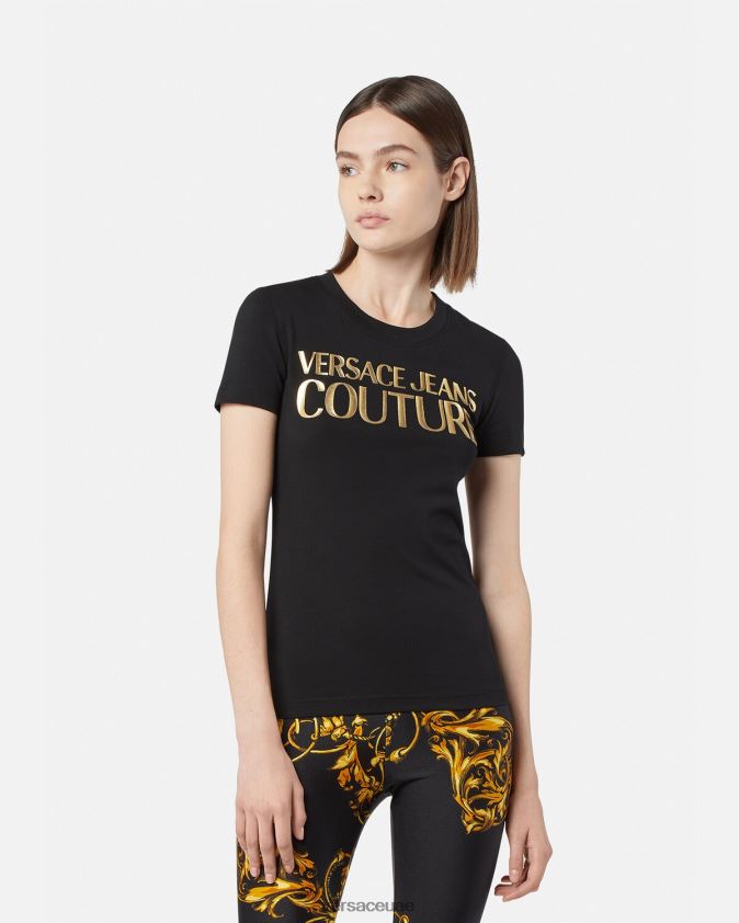 نحيف شعار تي شيرت Versace الذهب الأسود 0FVD2J2233 ملابس