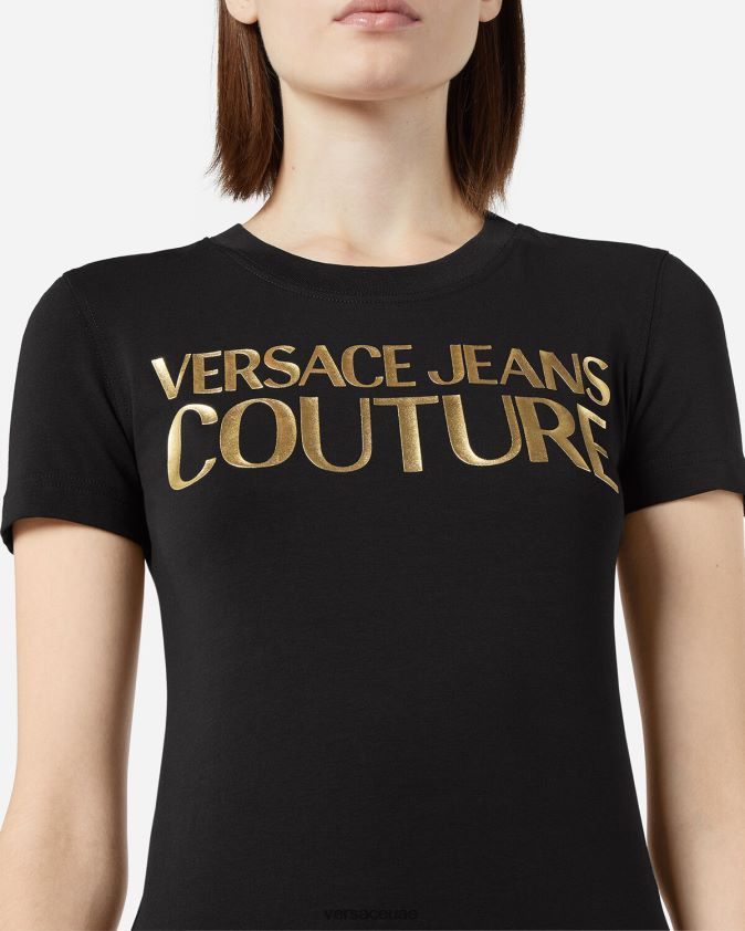 نحيف شعار تي شيرت Versace الذهب الأسود 0FVD2J2233 ملابس