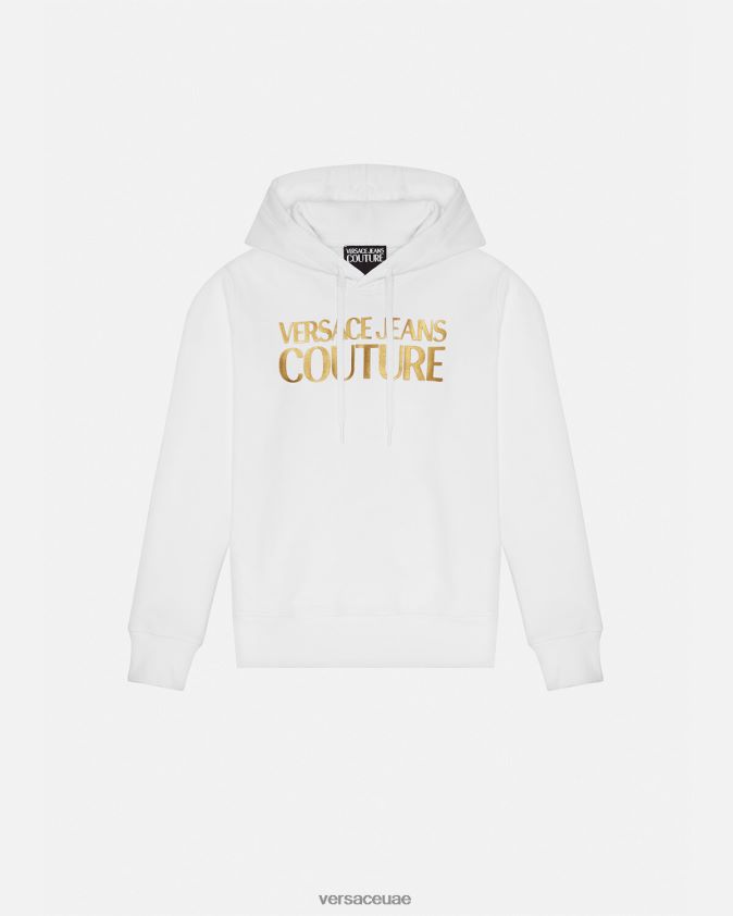 نحيف هوديي الشعار Versace الذهب والأبيض 0FVD2J2235 ملابس