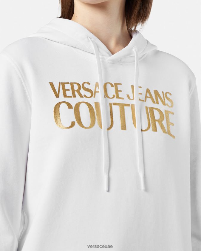 نحيف هوديي الشعار Versace الذهب والأبيض 0FVD2J2235 ملابس