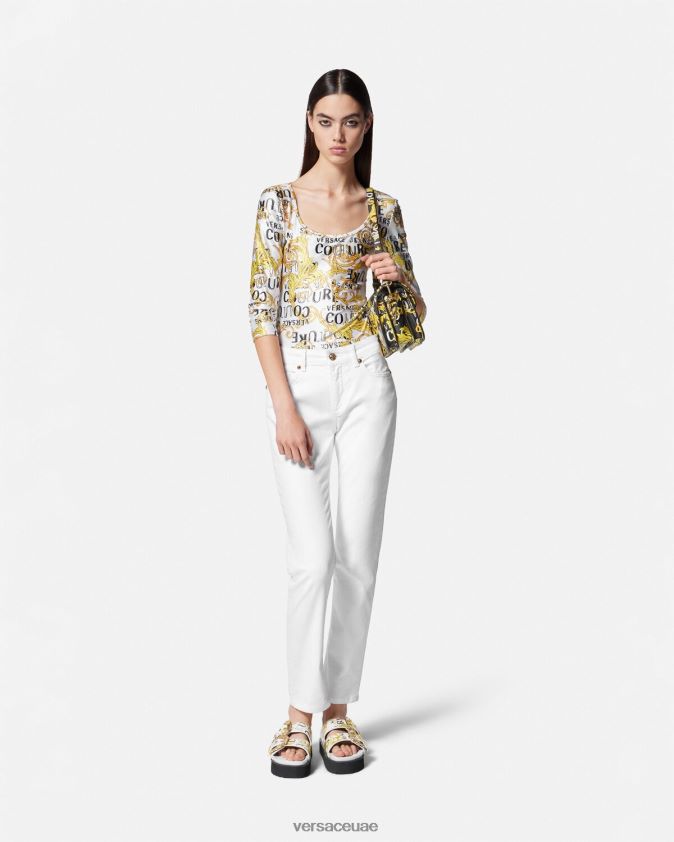 نحيف الجينز الضيق Versace أبيض 0FVD2J2236 ملابس