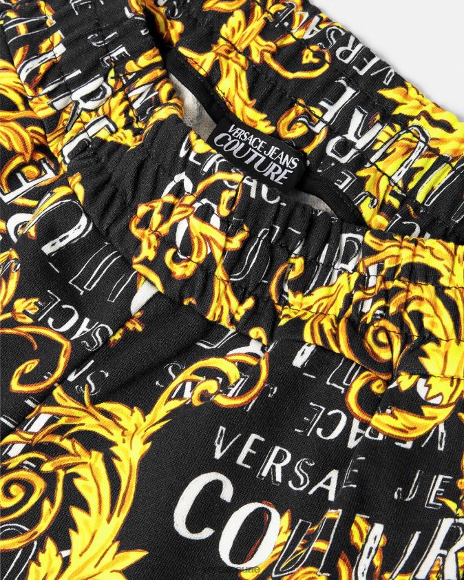 نحيف بنطال رياضي بشعار الماركة Versace الذهب الأسود 0FVD2J2238 ملابس