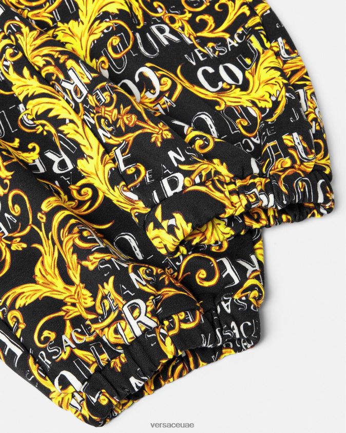 نحيف بنطال رياضي بشعار الماركة Versace الذهب الأسود 0FVD2J2238 ملابس