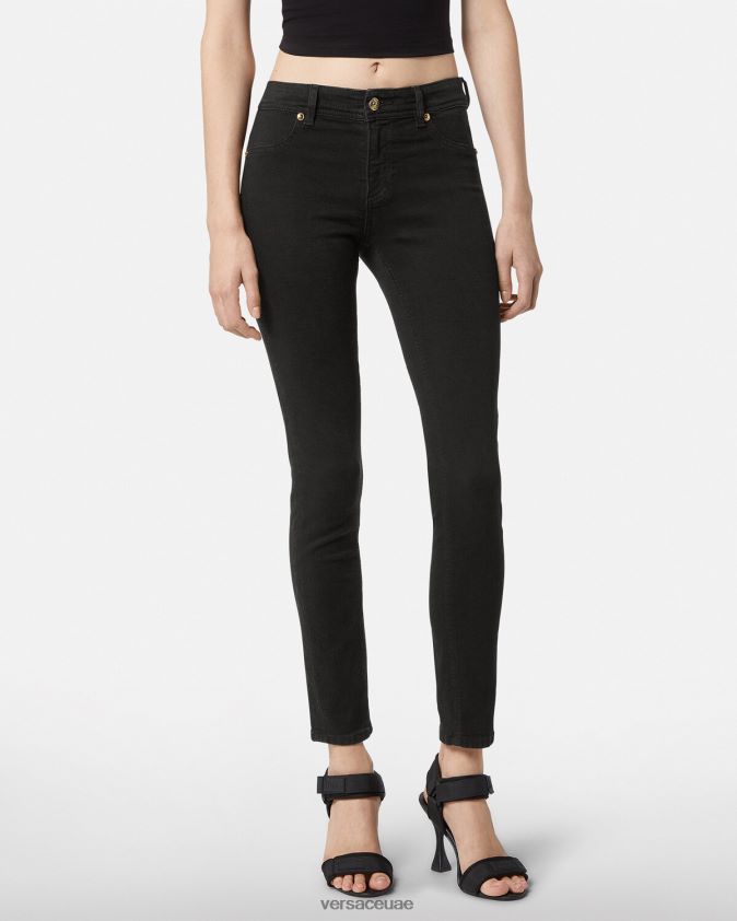 نحيف شعار الجينز الضيق Versace أسود 0FVD2J2246 ملابس