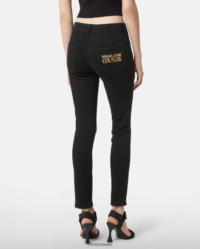 نحيف شعار الجينز الضيق Versace أسود 0FVD2J2246 ملابس