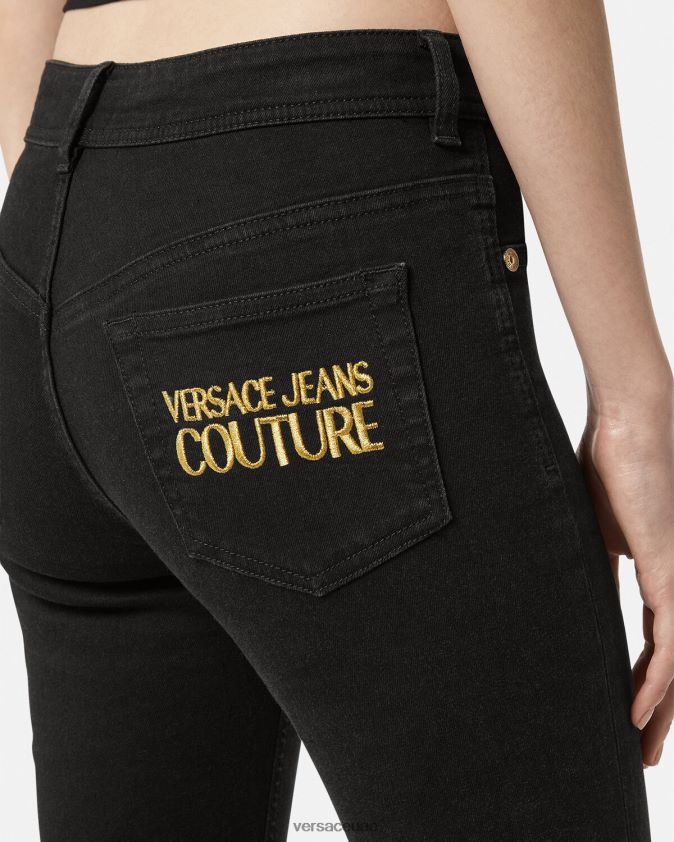 نحيف شعار الجينز الضيق Versace أسود 0FVD2J2246 ملابس