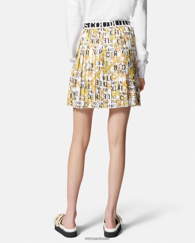 نحيف تنورة بكسرات وشعار الماركة Versace الذهب والأبيض 0FVD2J2248 ملابس
