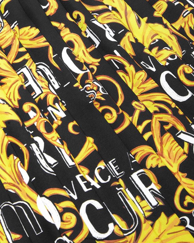 نحيف تنورة بكسرات وشعار الماركة Versace الذهب الأسود 0FVD2J2250 ملابس