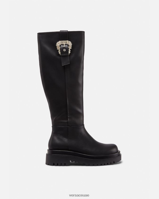 نحيف رسم أحذية عالية الركبة بإبزيم باروكي Versace أسود 0FVD2J2269 حذاء