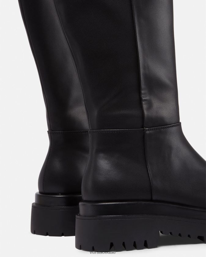 نحيف رسم أحذية عالية الركبة بإبزيم باروكي Versace أسود 0FVD2J2269 حذاء