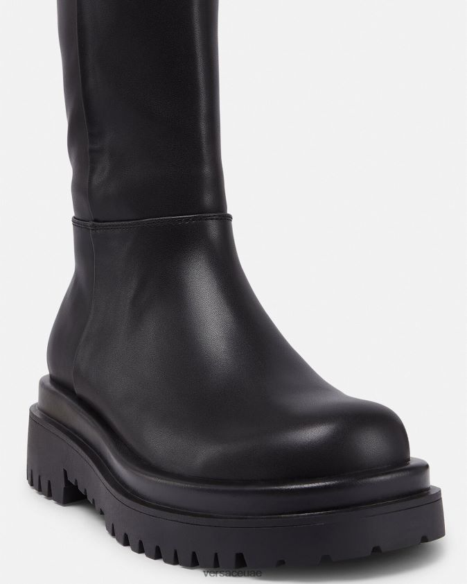 نحيف رسم أحذية عالية الركبة بإبزيم باروكي Versace أسود 0FVD2J2269 حذاء