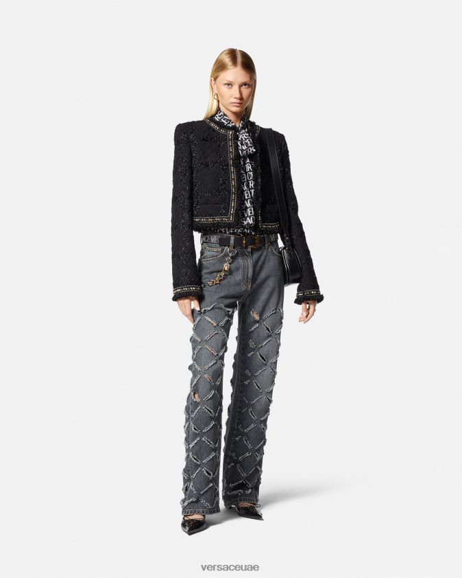نحيف جينز ممزق واسع الساق Versace رمادي 0FVD2J226 ملابس