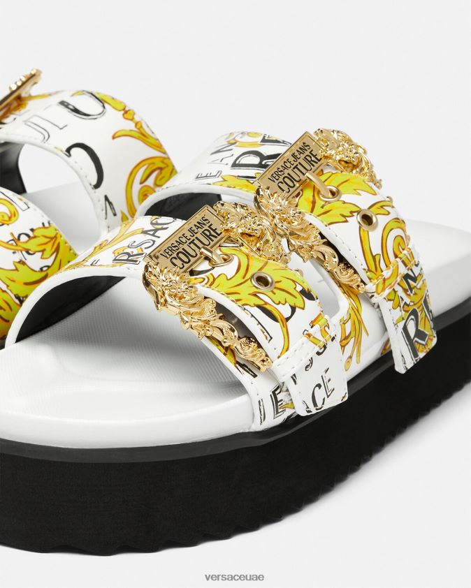 نحيف صنادل بشعار أريزونا Versace الذهب والأبيض 0FVD2J2275 حذاء